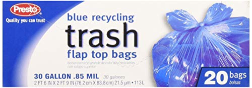 Presto GKL042927-1 30 Gallon Blue Recycling Trash Bags With Flap