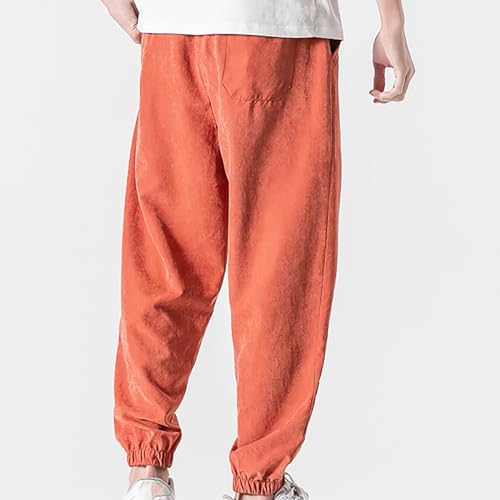 Pockets Cargo Pants Men Elastic Waist Drawstring Long Pants Solid Color Comfy Long Trousers Breathable Trousers4