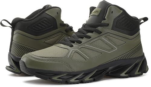 Image of Joomra Men's Stylish Sneakers High Top Athletic-Inspired Shoes | Premium Vegan Leather Upper, Durable Rubber Outsole, Perfect Ankle Support, Ideal for Outdoor & Casual Wear