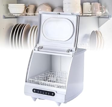 Portable Countertop Dishwasher with Smart Display, Drying, and 5 Programs for Efficient Cleaning of Dishes, Fruits, and Vegetables