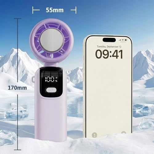 Image of OLV Mini Portable Hand Fan, 14000 RPM High Speed with Ice Frost Touch Mode, 2400mAh USB Rechargeable Battery, LED Battery Display, 90 Rotatable Mini Fan for Travel, Office, Makeup & Outdoor