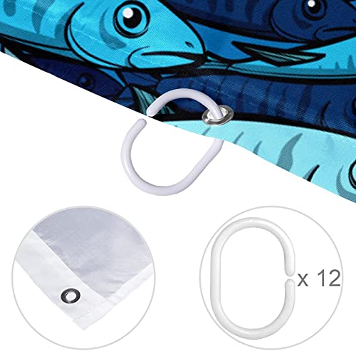 Rideau de douche poissons evite les projections eau salle de bain - 5