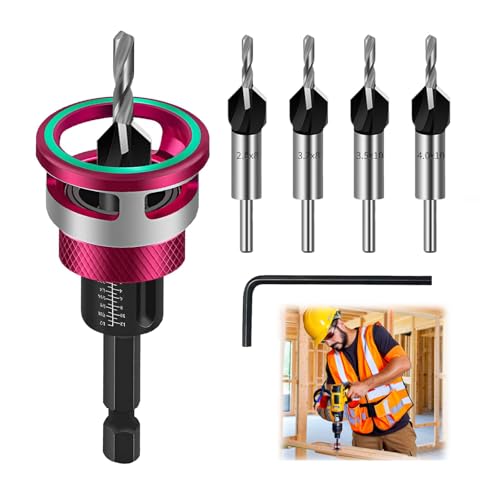 ZHEHNSA Jeu de 6 forets à fraiser, foret à bois à fraiser avec butée de profondeur, précision de perçage de ± 0,02 mm, pour le travail du bois, en HSS-M2,avec...