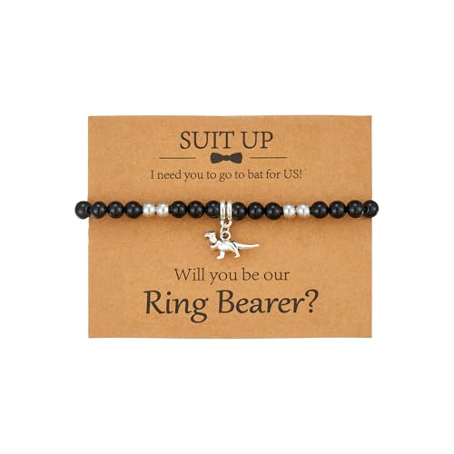 Sanyaa Ring Bearer Dinosaur Proposal Bracelet Will You Be Our Ring Bearer, Thank You For Being Our Ring Bearer Wedding Gift