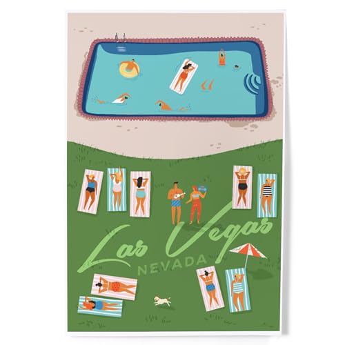 Lantern Press 8x12 Las Vegas Aerial Pool & Lawn Wall Art