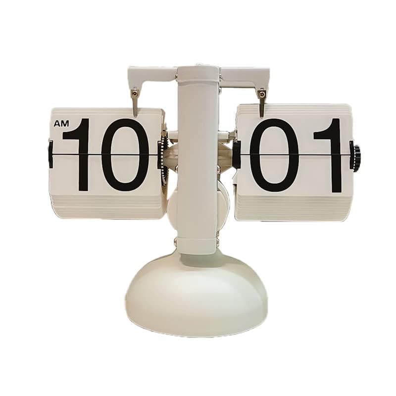 Flip Clock, Retro Digital Flip Down Clock Retro Vintage Design Auto Flip Clock Desk Clock Table Clock Down Clock Mute Accurate Mechanical Tabletop Flip Clock for Living Room Study(White)