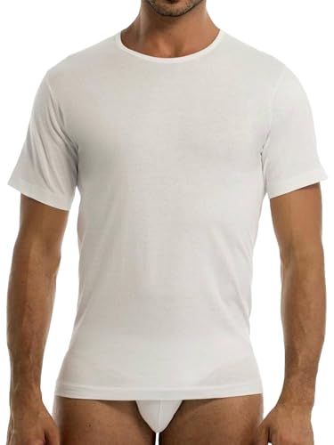 GARDA - 3pz T-Shirt Uomo Mezza Manica, Girocollo, Intimo Uomo 100% Cotone Pettinato Art. 0024 (Nero, 5/L)