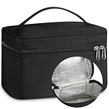 Kacctyen Insulated Makeup Bag for Car Women Cosmetics Bag Zippered Heat-resistant Travel Makeup Case Organizer Waterproof Skincare Case with Handle from Melting, Freezing & Spoiling(Large Capacity)