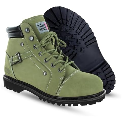 Safety Girl Steel Toe Boots for Women - Moss - 8M | Waterproof Women's Fusion Work Boots | Leather Work Boots | Rugged Goodyear Welt Construction | Oil Resistant Outsoles & Cushioned Insoles Cover