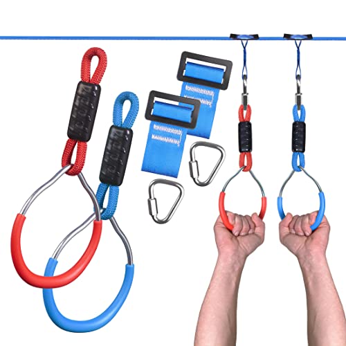 Ninja Warrior Obstacle Course Rings (2pcs) Attachment, Outdoor Playground Accessories for Kids, Jungle Gym Line Training Equipment, Playground Trapeze Swing Set for Ultimate Fun