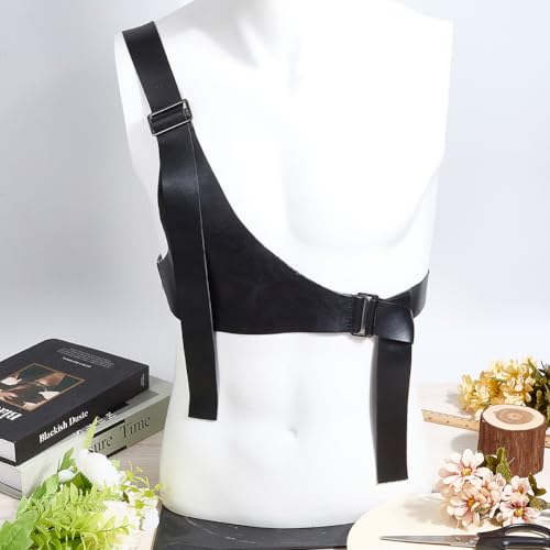 Black Vintage Waist Belt Imitation Leather Goth Harness Chest Punk Adjustable Gothic Rock Strap Rave Plus Size Boho Decorative Waistband Belts for Women Dress Clothes Body Jewelry Accessory3