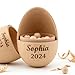 Imagen de Huevo de Pascua de Madera Personalizado Maracas Sonajero Grabado a Medida Mi Primera Pascua Recuerdo Juguete para Bebés