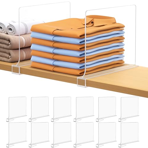 Aolloa 12 PCS Acrylic Closet Shelf Dividers