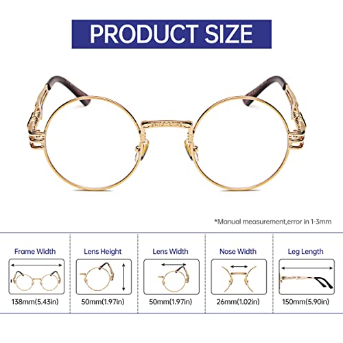 GYsnail Make the world clear Round Polarized Steampunk Sunglasses Men, Circle Metal Frame, Hippie Shades3
