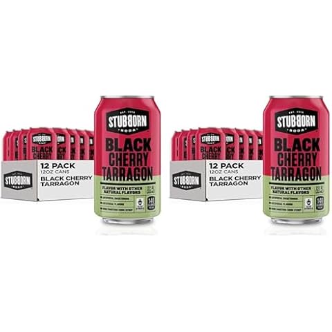 STUBBORN SODA, Black Cherry Tarragon, 12oz Cans (Two packs of 12) Cover