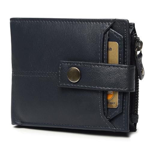 Image of Crafted RFID Safe Leather Wallet for Men /Women, Bifold Trendy, Full Grain with Card Holder and Zipper Coin Pocket