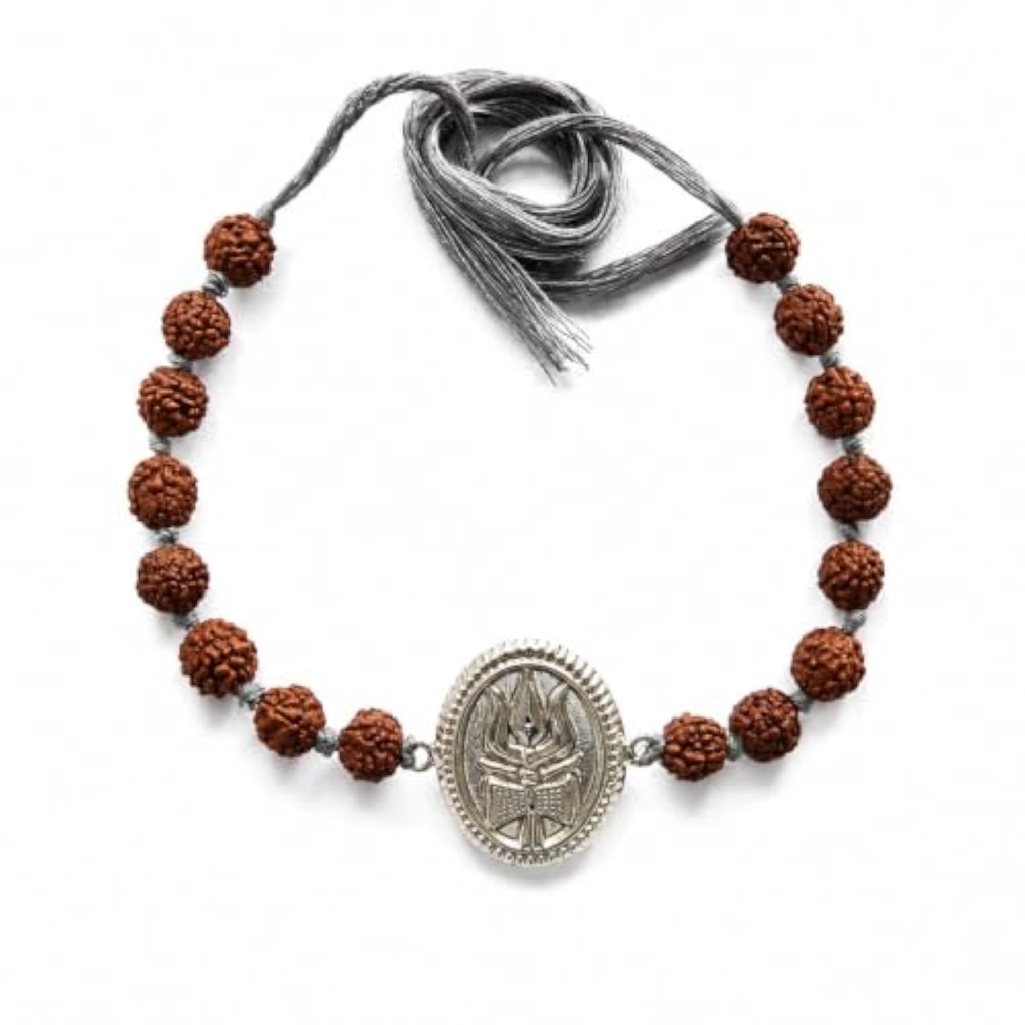 99.9% Silver Trishul Charm with Rudraksha Bead Rakhi