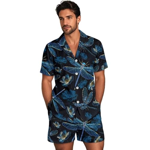 Novelty Animals Mens Pajamas Set Short Sleeve Summer Loungewear Soft Lightweight 2 Piece Pj Shorts Set