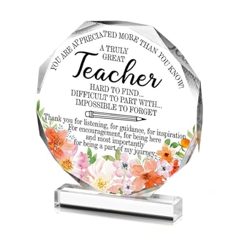 SNZ Best Maestra Regalos - Adiós Escuela Primaria, Pizarra acrílica de 15 mm de espesor Resistente a la rotura y Impresión UV - Regalo de despedida para profesores (jubilación, gracias) - Decoraciones ✅