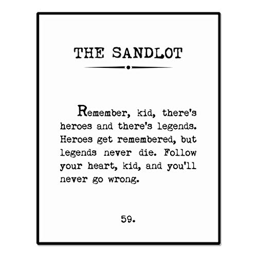 Image of Legends Never Die, Book Page Sign, Kids Room Wall Decor, Playroom Decor, Baseball Wall Decor, Move Quotes, Boy's Room Wall Decor, Unframed (8X10 INCH)