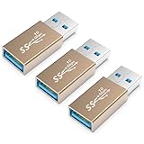 sovunis 3Pack USB Coupler Male to Female USB 3.0 Type A Adapter Superspeed 10Gbps USB Port Extension Connector Bridge Compatible with Laptop Computer Hard Drive Printer Camera, Gold