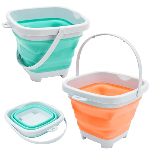 Coriver Faltbarer Strandeimer, zusammenklappbare Sandburg Eimer mit Griff, Kleiner Strand Spiel Sand Eimer für Outdoor Sandpit Schnee Hinterhof für Camping Ausrüstung Reisen Angeln Wasser Pail