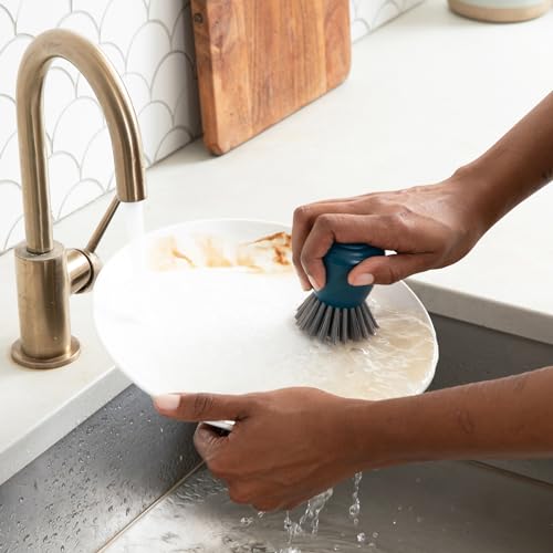 Image of Full Circle Clean Ocean Palm Brush for Cleaning Dishes, Pots, and Pans, Comfortable Handle, Sustainably Made 100% From Recycled Ghost Fishing Nets, Safe for Nonstick
