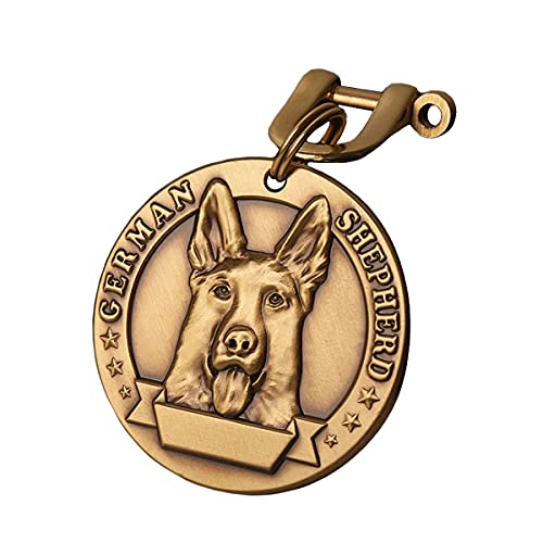 Davisia Pure Copper Pet Id Tags, Personalized Dog Tags,Three-Dimensional Relief Pet Pattern, Lettering On The Front And Back. Custom Pet Tags (German Shepherd, Large) #TOP7