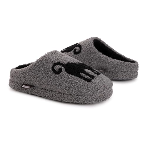 MUK LUKS Women's Novelty Punch Needle Grey Cat3