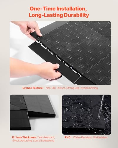 Image of VEVOR Female Garage Floors Transition Edge Kit, 15 PCS Sturdy PP Interlocking Modular Garage Floor Edging Slip-Resistant, Easy Assembly Compatible Only with VEVOR Upgraded 6-Lock Garage Mats, Black