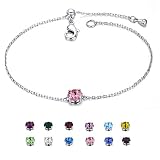 EGOO&YAMEE Silver October Birthstone Bracelet White Gold Plated Copper Cz Crystal Adjustable Bangle