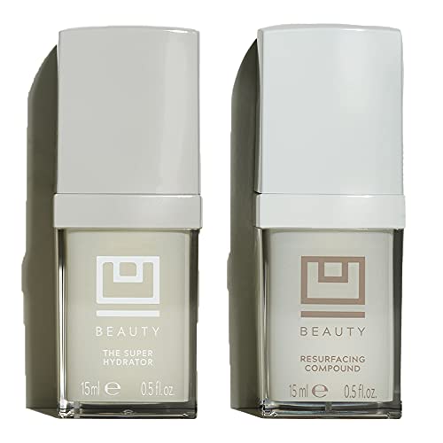 U Beauty Resurfacing Compound + SUPER Hydrator Kit | Vitamin C Serum with Retinol, Vitamin E, AHA Exfoliant, Hyaluronic Acid, for Daily Anti Aging and Hyperpigmentation - (Set of Two) 0.5 fl.oz