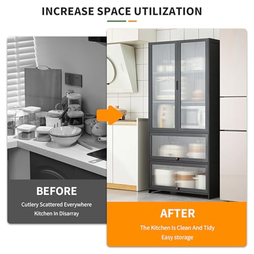 Armoire de rangement avec portes : buffet multifonction pour cuisine