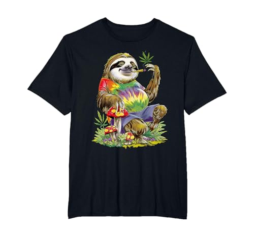 Sloth Smoking Weed Pot Marijuana Cannabis 420 T-Shirt, Men's Big and Tall, Black, 5X Tall