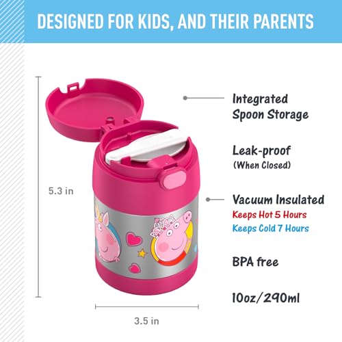 Image of THERMOS FUNTAINER Insulated Food Jar, 10 Ounce, Kid Friendly Food Jar with Foldable Spoon, Peppa Pig