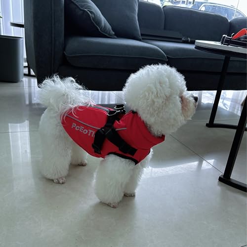 PcEoTllar Wasserdichter Hundemantel für kleine Hunde, warme reflektierende Jacke mit Geschirr für den Winter, Ski-Kostüm, Baumwolle, Hundepullover