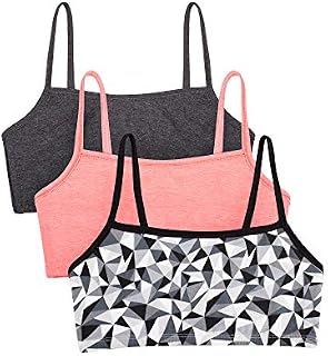 Fruit of the Loom womens Cotton Pullover Sport Bra, kaleidoscope/charcoal/punchy peach 36