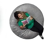 Puff Redondo Gigante Cheio Suede Eventos Decoração Conforto (Cinza)