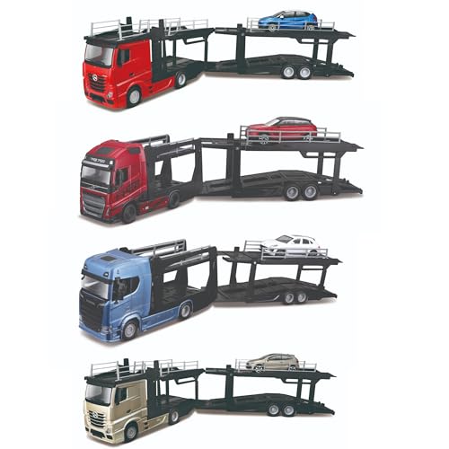 BBURAGO Camion Bisarca con Auto Bburago - Modellino Realistico Camion con auto in Scala 1:43 (Scelta Casuale tra i Modelli Disponibili), Licenza Ufficiale, Età consigliata 3+ Anni