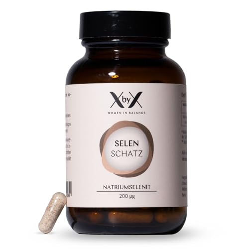 XbyX Selen Schatz 200 µg | Selen hochdosiert aus Natriumselenit | Kapseln für Immunsystem & Schilddrüse | Nahrungsergänzungsmittel für Frauen | Vegan Supplements für Haar & Nägel | 37,5g/90 Portionen