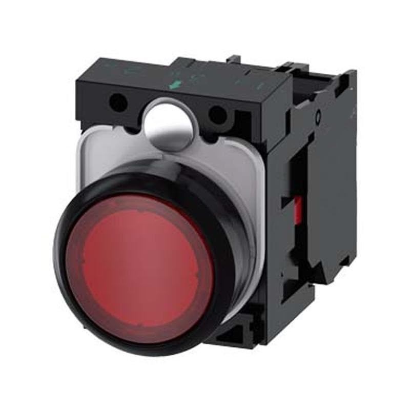 Bouton-poussoir complet 3SU1102-0AB20-1BA0 noir avec bouton plat affleurant
