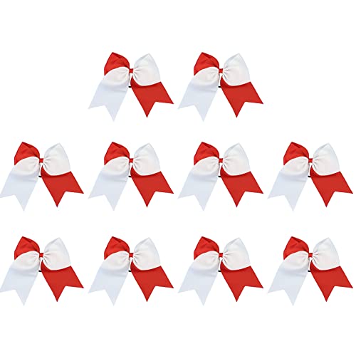 Große Cheer Haarschleifen, Pferdeschw10 Stück Cheer Haar Bögen 8 Zoll Pferdeschwanzhalter Elastisches Band Cheerleading Bow für Teen Mädchen Cheerleader Outfit Uniformanzhalter Cover