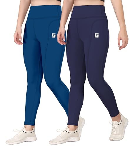 Image of Poojaran Workout Tight /Pants /Legging with Side Pocket, Stretchy Tights and a high Waist for Women and Girls' use in The Gym,Yoga,Running,Cycling