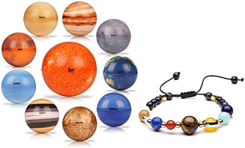 10 Solar System Stress Ball Women Solar System Bracelet Gift for Kids Adult Girls Teenager Universe Galaxy Eight Planet Guardian Star Natural Stone Beads Bracelet Bangle Anti Stress Solar Planet Ball