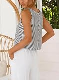 IDEALSANXUN Striped Tank Top for Women 2026 Cotton Linen Cute Crop Spring Summer Tops Sleeveless Shirts Blouses Beach Vacation Clothes, Striped Black, M