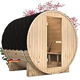 DELUKE Fasssauna Outdoor mit Elektroofen PIET - für 4 Personen, inkl. Saunazubehör | Außensauna...