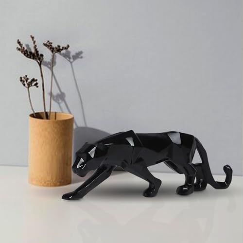 Image of Xtore Modern Geometric Black Panther Statue for Home Decor (Pack of 1, Black)