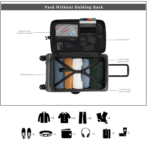 Image of F Gear Windsor Large 76cm German Makrolon Polycarbonate|Japanese Hinomoto Wheel|Front-Opening Trunk-Style Hard Luggage|Check-in Suitcase Travel|Laptop sleeve, Expandable, Anti-Theft Zipper| Steel Grey