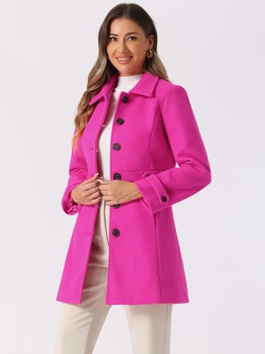 Image of Allegra K Women's Winter Classic Overcoat with Pockets Single Breasted Coat
