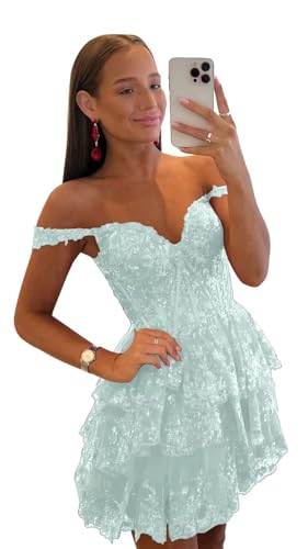 Short Sparkly Sequin Prom Dresses for Women Off Shoulder Sweetheart Homecoming Dress